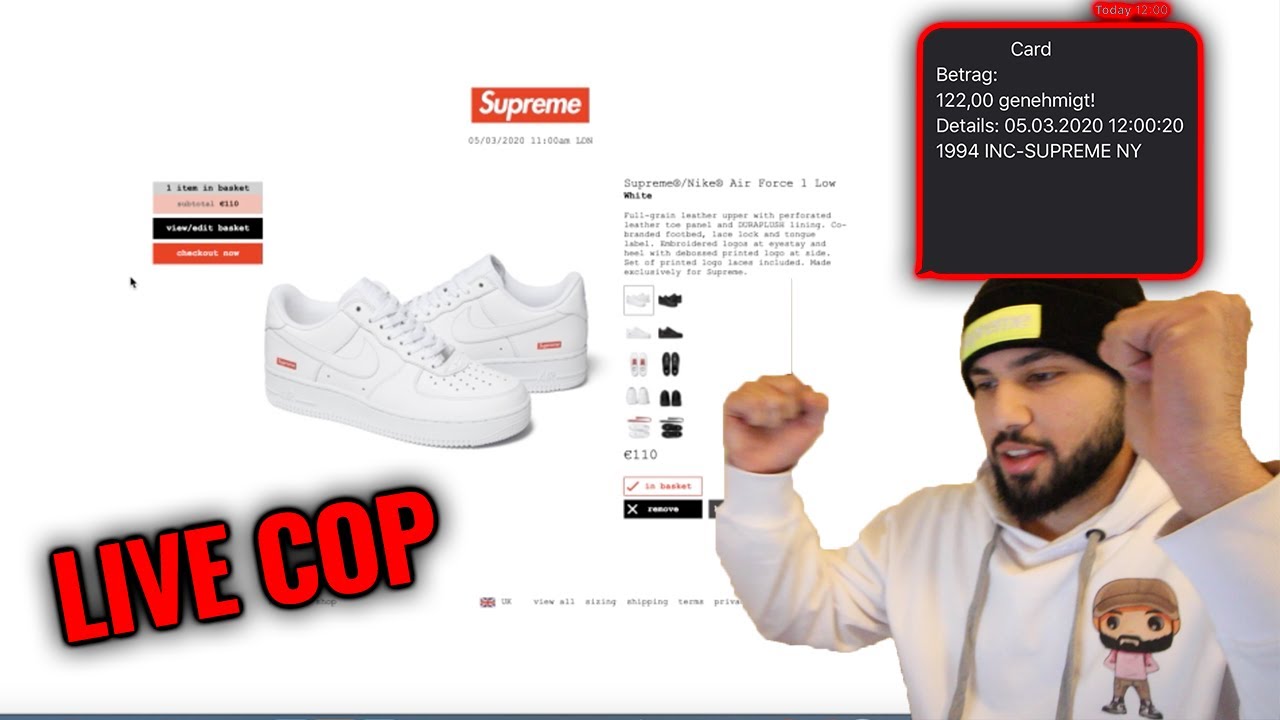 supreme air force 1 sell out time