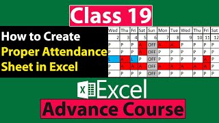 How to Create Proper Attendance Sheet in Excel in Urdu - Class No 19