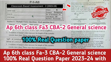Ap class 6th General science Fa3 Question Paper and answer 2023-24|6th Science CBA-2 Fa3 answer key