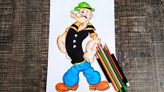 Popeye Cartoon Drawing with Coloured Pencil - Art with Ali screenshot 5