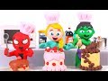 SUPERHERO BABIES MAKE LOTS OF CAKES ❤ Superhero Babies Play Doh Cartoons For Kids