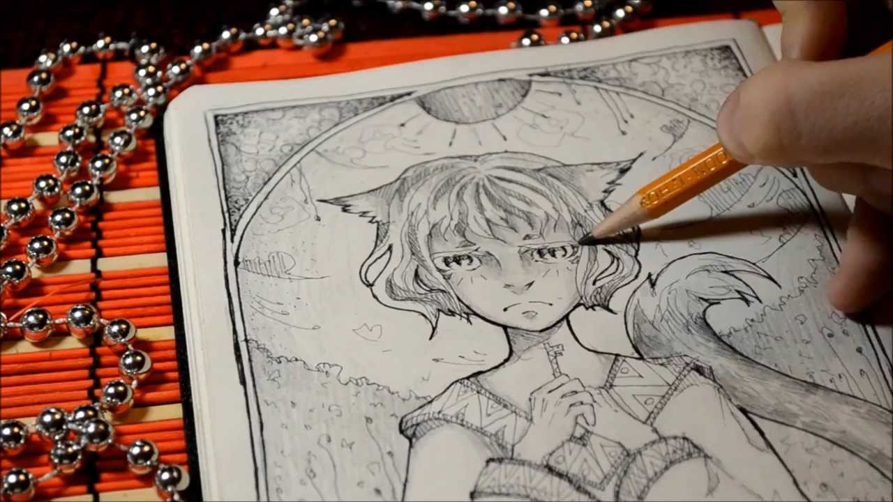 【me drawing】 Traditional anime art speed drawing /PROCESS/ YouTube