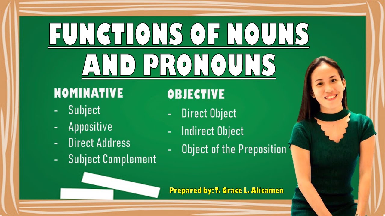 FUNCTIONS OF NOUNS AND PRONOUNS NOMINATIVE OBJECTIVE PARTS OF SPEECH YouTube