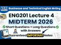 ENG201 Midterm 2026 | Lecture 4 Short Questions, Long Questions & MCQs | VU Students