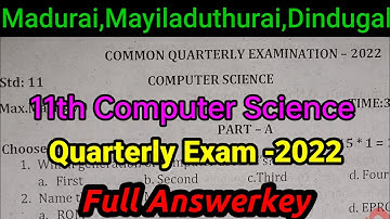 11th Computer Science Quarterly Exam 2022 Full  Answerkey  English Medium madurai-Mayiladuthurai