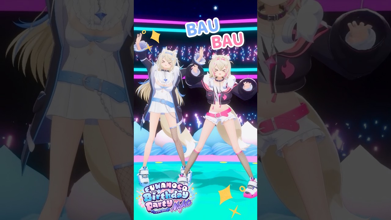 don't miss these silly demon guard dogs' 3D birthday bash! 🐾🩵🩷 #FUWAMOCO #shorts #ホロライブ #vtuber