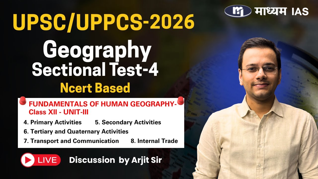 UPSC & UPPCS  2026 Test-4 (Geographyy) by Arjit Sir Maadhyam IAS
