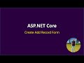 Create Add Record Form - ASP NET Core