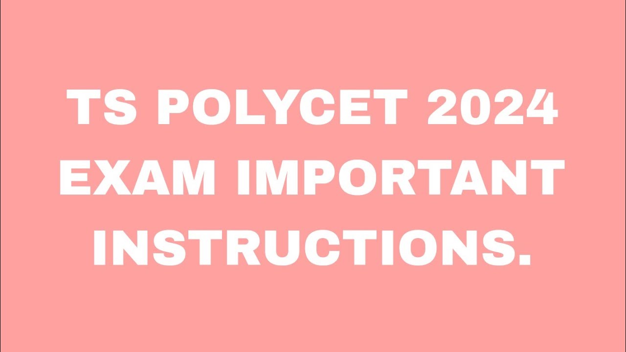TS POLYCET 2023 IMPORTANT INSTRUCTIONS. - YouTube