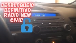 Desbloqueio do Rádio "Enter Code" Honda New Civic 2007 á 2011| City Fit Accord (DEFINITIVO)