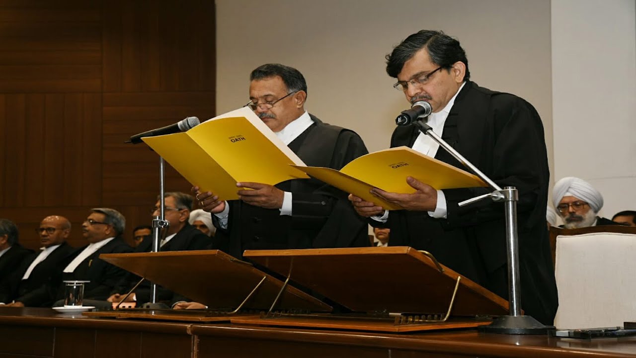 Chief Justice Of Punjab And Haryana High Court Administering Oath Of Office To Justice