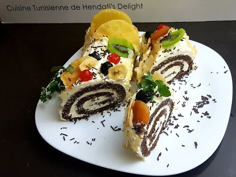 كيكة-رولي-الكاكو-بالفواكه-الجافّة-مع-أسرار-نجاحه-gateau-roulé-aux-fruits-confits