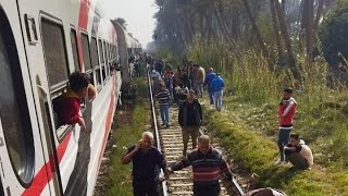 حادث قطار اليوم سقوط عربات من قطار الصعيد الروسي رقم 158 باالقرب من محطه الجيزه وابو النمرس