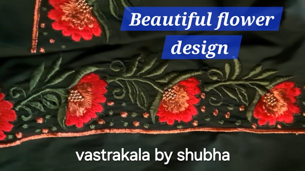 Beautiful  machine embroidery  by ralson machine  ,flower  design for blouse 