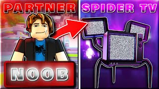 Noob With Partner Gets Spider Tv In Less than 10 Mins! Toilet Tower Defense Roblox (day 2)