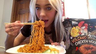 ASMR EATING SUPER SPICY RAMEN NOODLES