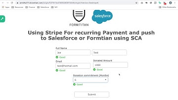 Using stripe for recurring payment and push to Salesforce or Formtitan using SCA