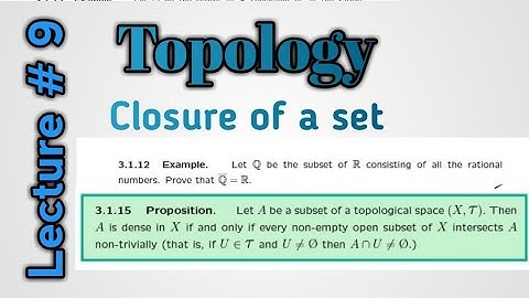 Closure of a set| Closure of Q is R|Union of A and all its limits points|Derived set