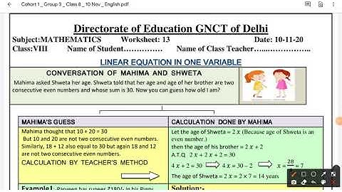 Maths Worksheet 13 for class 8 in English | 10 November 2020 | 10/11/2020 Worksheet | English Medium