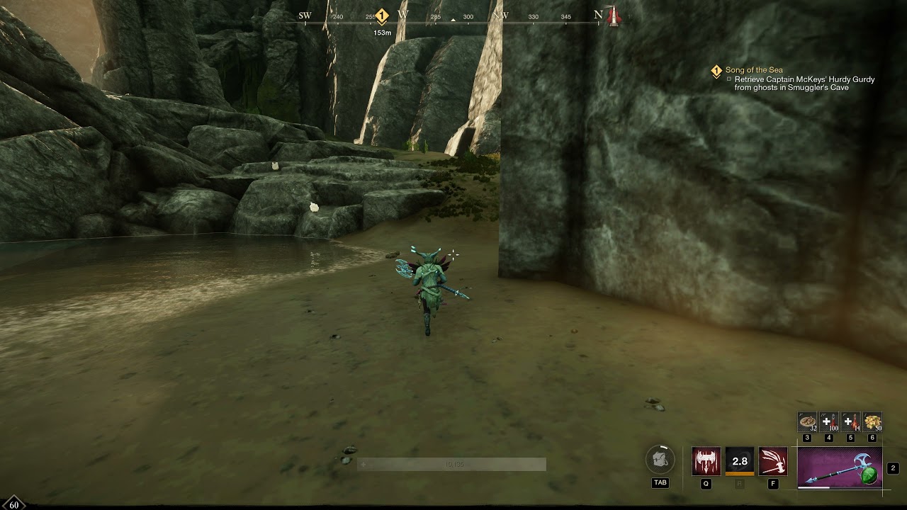 Retrieve Captain McKeys' Hurdy Gurdy from ghosts in Smuggler's Cave, New World