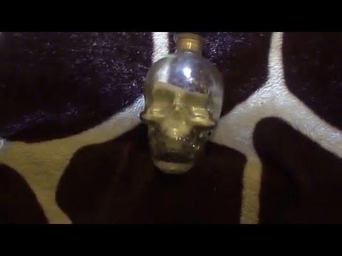 Crystal Skull Head Vodka Filled with White Sand.