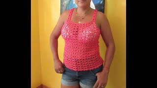 Crochet camiseta o blusa de verano con punto fantasia #4