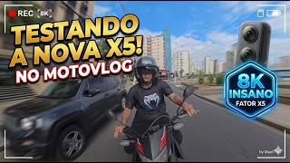 Testando a Insta360 X5 na Estrada | SP até São Vicente de Moto