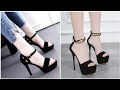 Sexy most beautiful and stylish women foot wear collection black high heel sandals designs 2020