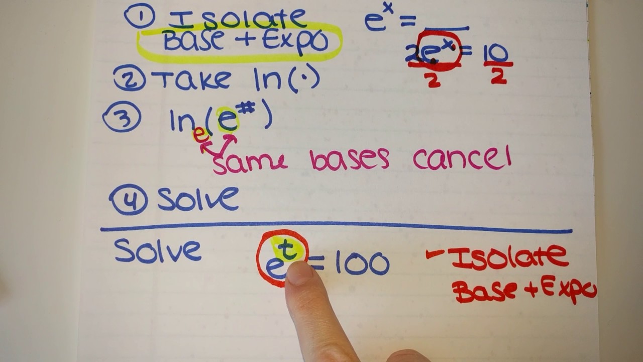 Solving exponential equations with base e - YouTube