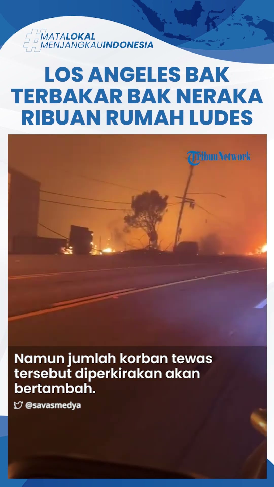 Mencekam, Kebakaran Hutan Los Angeles Lalap Ribuan Bangunan hingga Ludes, Langit Memerah Bak Neraka