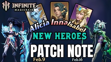 Infinite Magicraid PATCH NOTES-FEB.16 New Heroes Inna - Alicia - Isabel - Skill Adjustments Brynhild