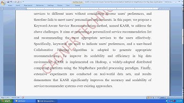 KASR A Keyword Aware Service Recommendation Method on MapReduce for Big Data Application