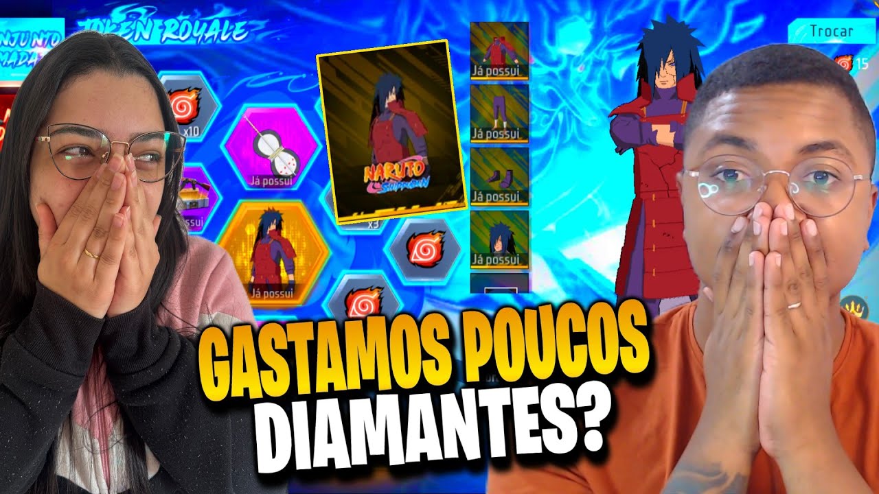 PEGUEI A SKIN QUE ELA MAIS QUERIA DA PARCERIA COM O NARUTO, PEGANDO MADARA NO TOKEN ROYALE FF