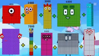 NUMBERBLOCKS ADDING UP TO 10 GIANT NUMBERS |ADDITION OF BIG NUMBERS| MATH 1234 @kidslearningvideos29