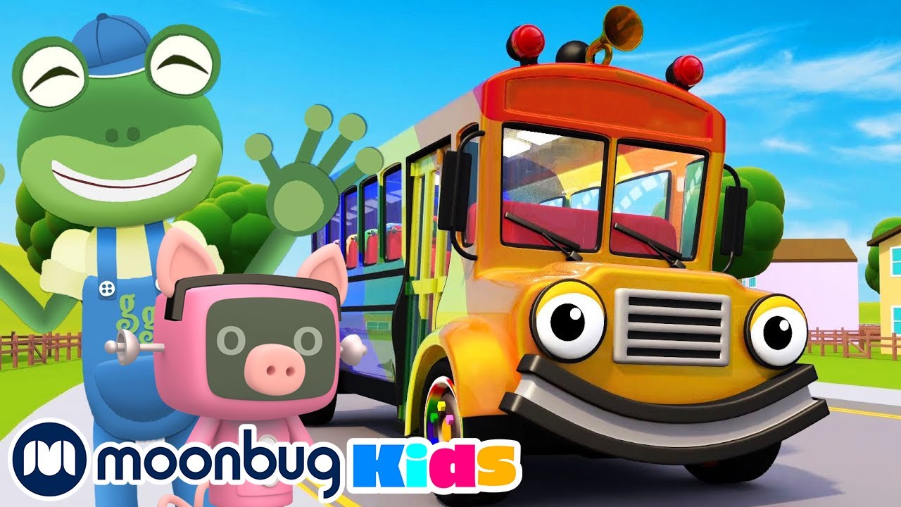 Wheels on the Rainbow Bus Songs | Learning For Toddlers | Construction Vehicles For Kids