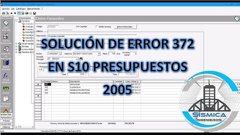 SOLUCIÓN DEL ERROR “RUN TIME ERROR 372” EN S10 PRESUPUESTOS 2005