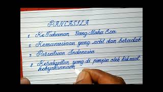 MENULIS HURUF SAMBUNG TEKS PANCASILA|MENULIS LATIN