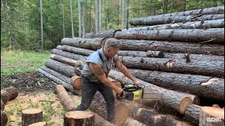 old chain saws and axes buck and split firewood , axe vs maul