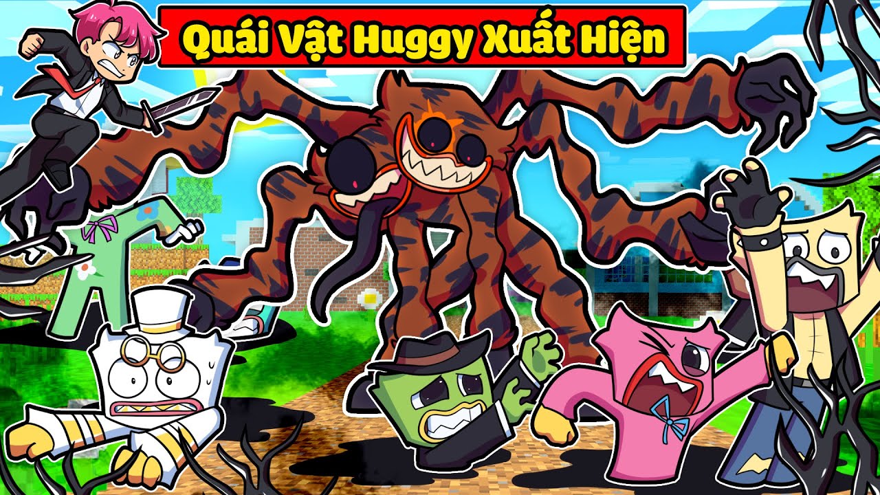 HIHA BẤT NGỜ KHI QUÁI VẬT HUGGY XUẤT HIỆN GIẾT HẾT TẤT CẢ TRONG MINECRAFT*ĐẠI CHIẾN HUGGY LẦN 2 😱😵