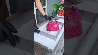 Colorful Red Dragon Fruit Ice Cream Rolls 🌺🍨 #shorts #satisfying #foodvideo