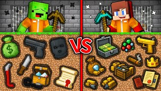 Mikey Poor vs JJ Rich Criminal ITEMS Mine BATTLE in Minecraft ! (Maizen)