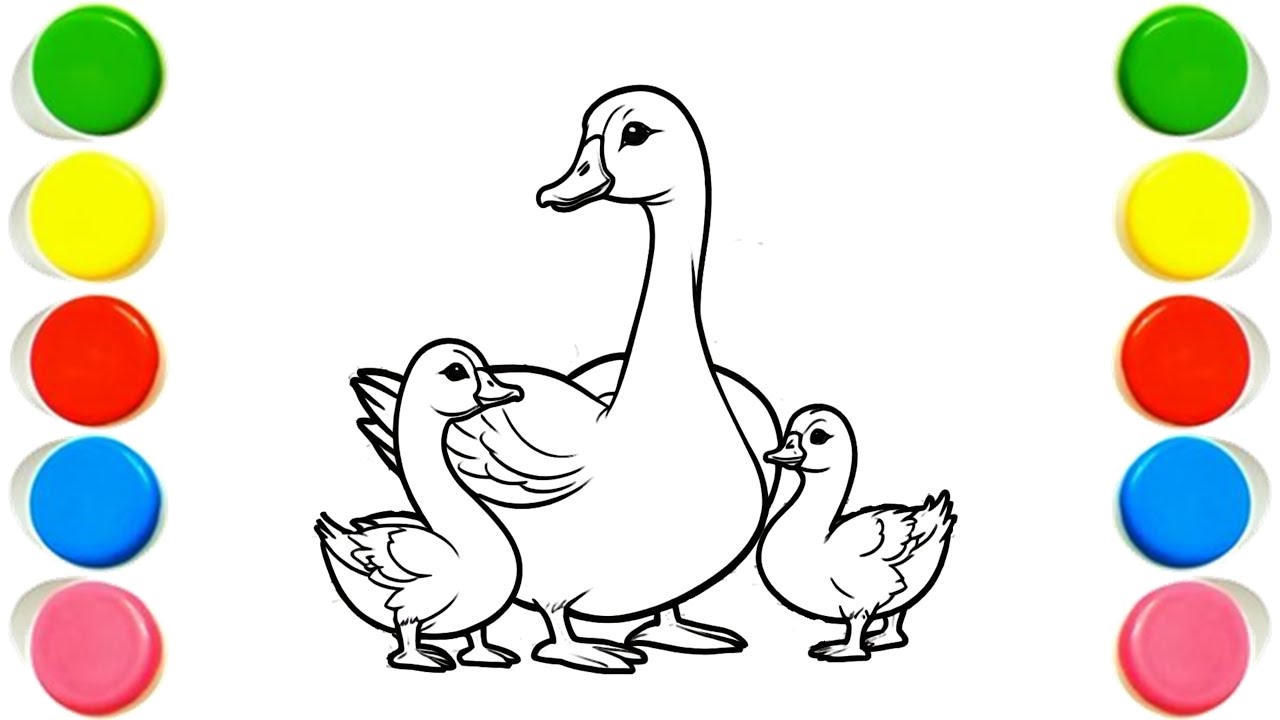 How to Draw Cute Duck and Duckling, Drawing, Painting, Coloring for Kids & Toddlers, Chiki Art