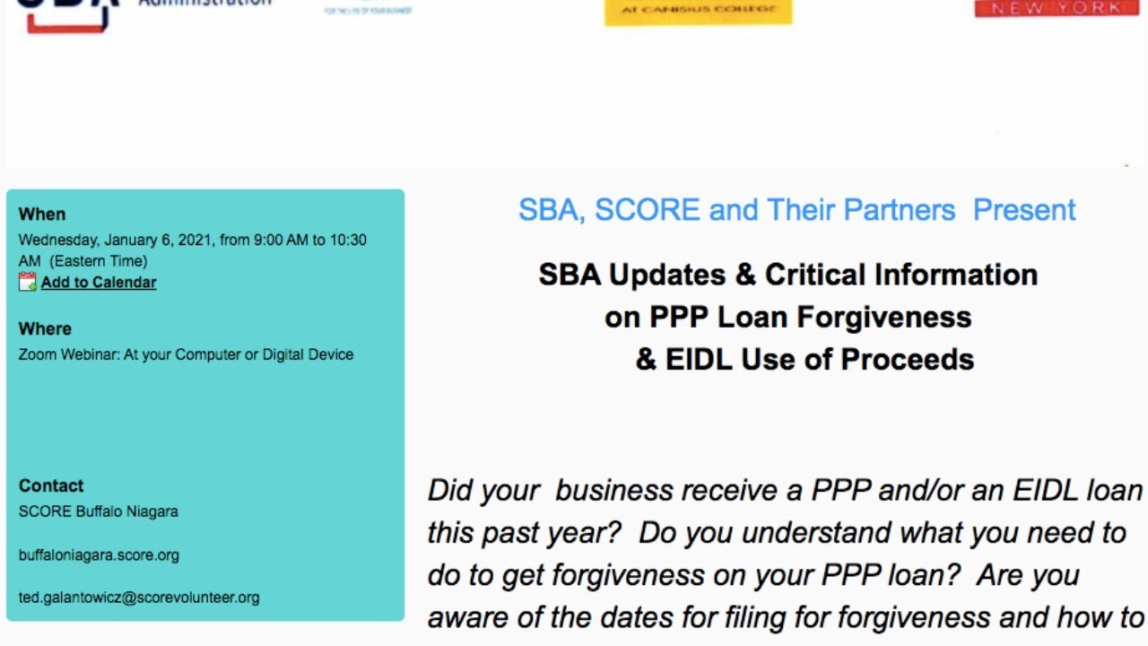 SCORE Buffalo Niagara Updates & Information on PPP Loan