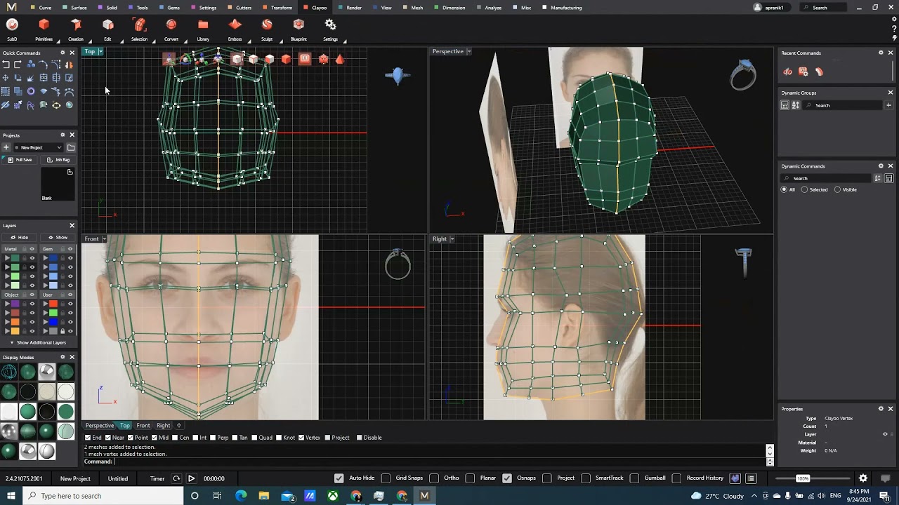 Simple Head modeling in Clayoo/MatrixGold