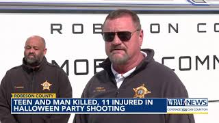 Teen and man killed, 11 injured in Halloween party shooting