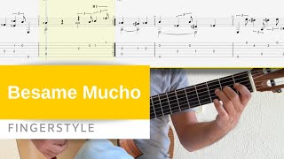 Besame Mucho - Guitar Lesson - Tab+Note - Fingerstyle Tutorial chords