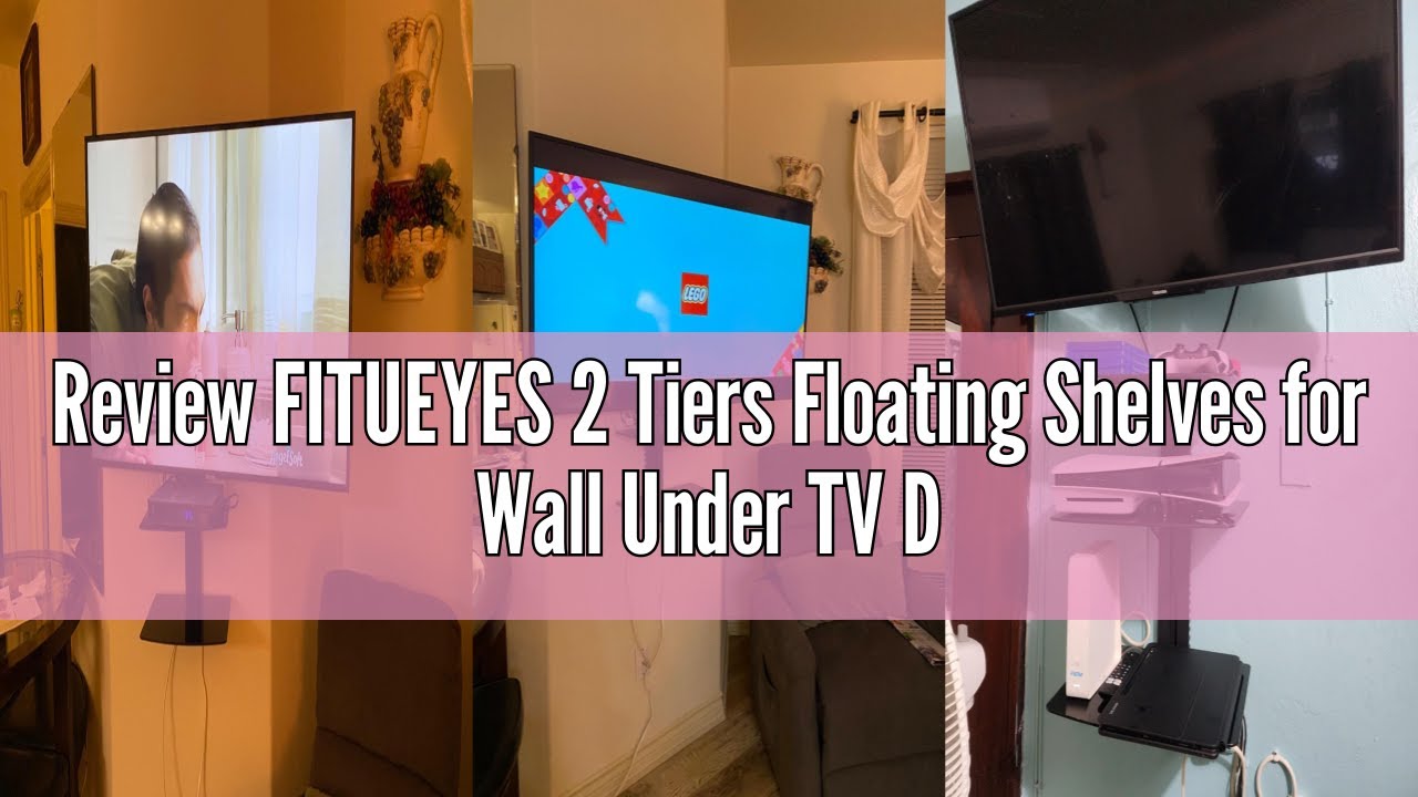 Review FITUEYES 2 Tiers Floating Shelves for Wall Under TV DVD Shelf Wall Mount Shelves Hold up to 2