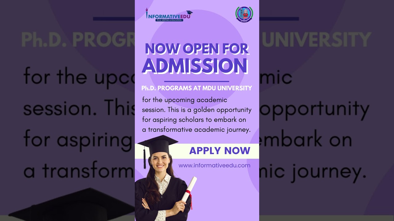 Now open for admission Ph .D. programs at MDU University 