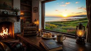 Cozy Coastal Library📖: Scottish Music, Ocean Waves & Crackling Fire | Dark Academia Ambience screenshot 5