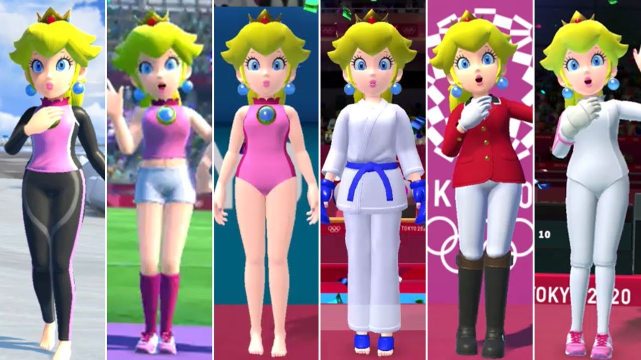 Mario Sonic At The Olympic Games Tokyo 2020 All Peach Outfits Youtube